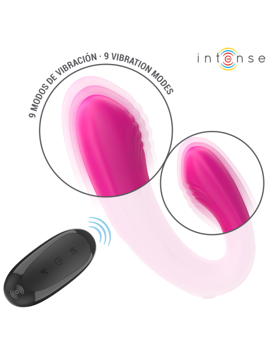 INTENSE JANET ESTIMULADOR Y VIBRADOR DUAL EN FORMA DE U CON CONTROL REMOTO ROSA