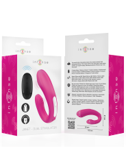 INTENSE JANET ESTIMULADOR Y VIBRADOR DUAL EN FORMA DE U CON CONTROL REMOTO ROSA