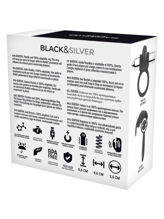 BLACKSILVER BURTON ANILLO RECARGABLE 10 MODOS VIBRACION