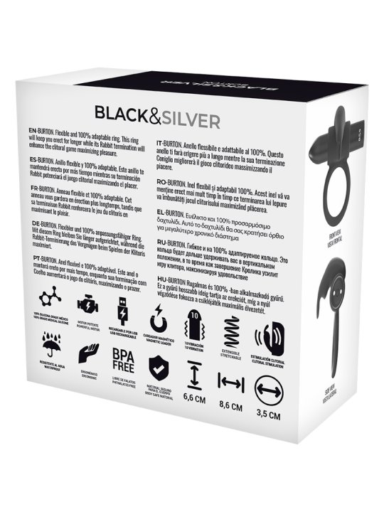 BLACKSILVER BURTON ANILLO 10 MODOS VIBRACION NEGRO