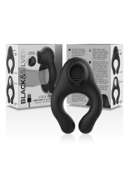 BLACKSILVER ANILLO VIBRADOR SILICONA 3 MOTORES RECARGABLE NEGRO