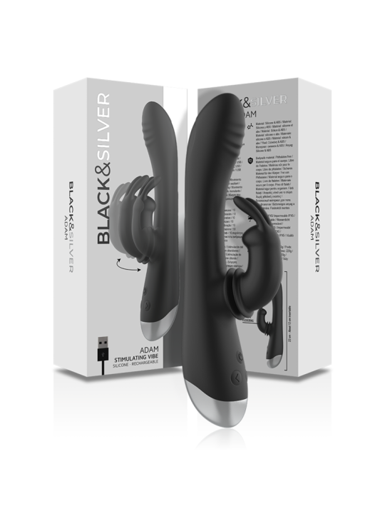 BLACKSILVER DJ ADAM ESTIMULADOR RABBIT SILICONA RECARGABLE NEGRO