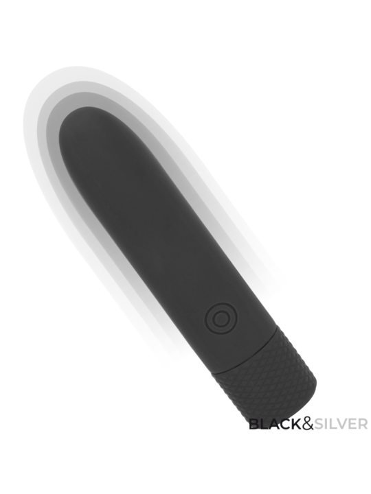 BLACK SILVER GERI BALA VIBRADORA RECARGABLE POR USB 8 VIBRACIONES NEGRO 10 X 22 CM