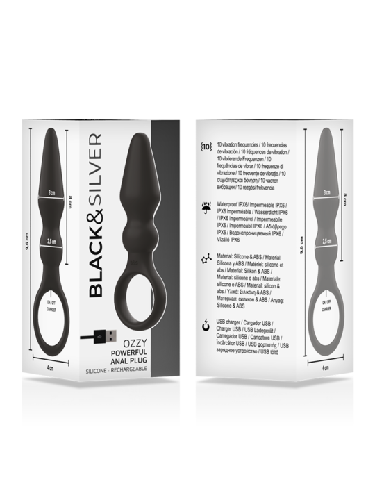 BLACKSILVER OZZY POTENTE VIBRADOR PLUG ANAL SILICONA