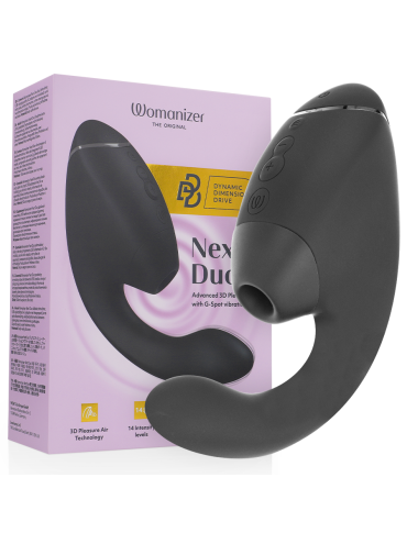 WOMANIZER DUO NEXT ESTIMULADOR VIBRADOR DUAL CLITORIS PUNTOG NEGRO