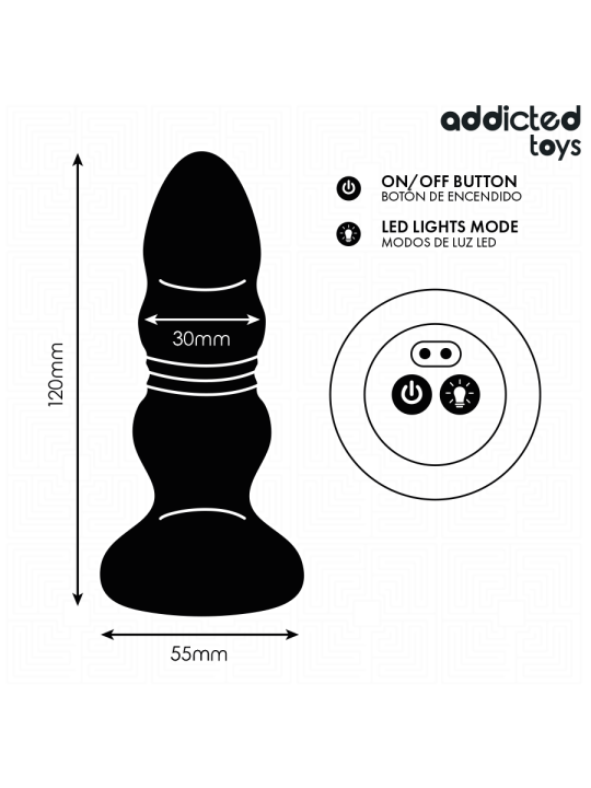 ADDICTED TOYS PLUG ANAL VIBRADOR THRUSTING Y LUZ LED CONTROL REMOTO
