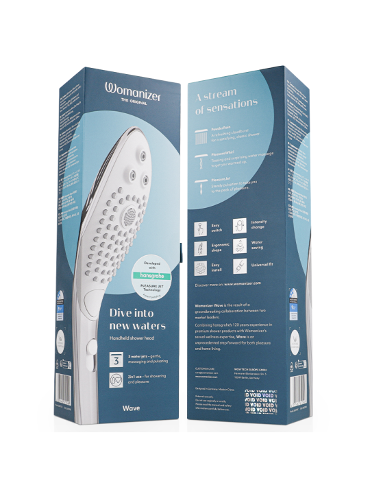WOMANIZER WAVE CABEZAL DE DUCHA ESTIMULADOR DE CLITORIS PLATEADO