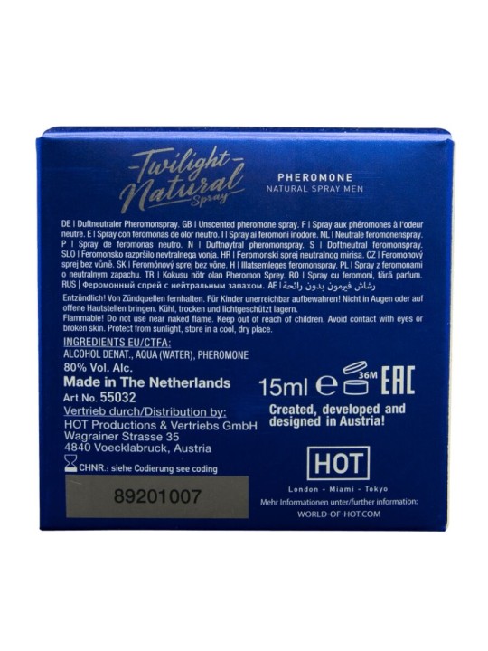 HOT TWILIGHT NATURAL CON FEROMONAS HOMBRE 15 ML