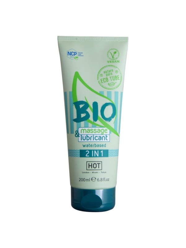 HOT BIO MASSAGE LUBRICANTE BASE AGUA 2 EN 1 200 ML