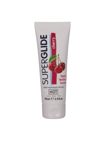 HOT SUPERGLIDE LUBRICANTE COMESTIBLE BASE AGUA CEREZA 75 ML