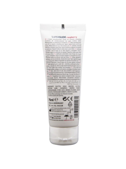 HOT SUPERGLIDE LUBRICANTE COMESTIBLE BASE AGUA FRAMBUESA 75 ML