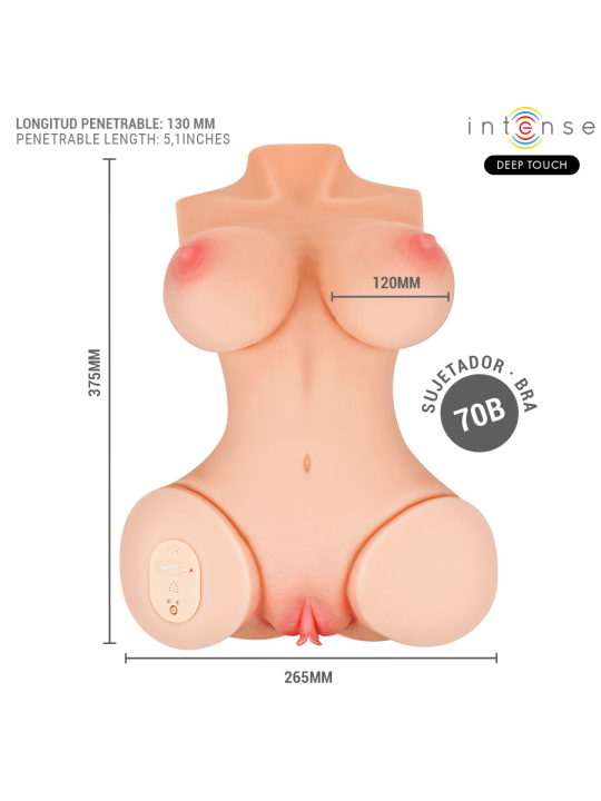 INTENSE DEEP TOUCH VERO TORSO ANO Y VAGINA CON EFECTO SUCCION CALOR VIBRACION Y VOZ CON CONTROL REMOTO 55 KG