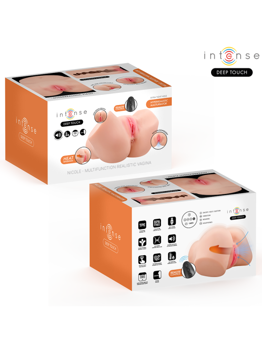 INTENSE DEEP TOUCH NICOLE MASTURBADOR ANO Y VAGINA CON EFECTO SUCCION CALOR VIBRACION Y VOZ CON CONTROL REMOTO 53 KG