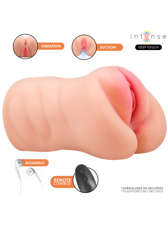 INTENSE DEEP TOUCH KRISTA MASTURBADOR ANO Y VAGINA CON EFECTO SUCCION VIBRACION Y VOZ CON CONTROL REMOTO 12KG