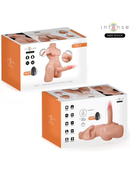 INTENSE DEEP TOUCH MARTY TORSO CON ANO Y DILDO REALISTICO CON EMPUJE Y VIBRACION CONTROL REMOTO 62 KG
