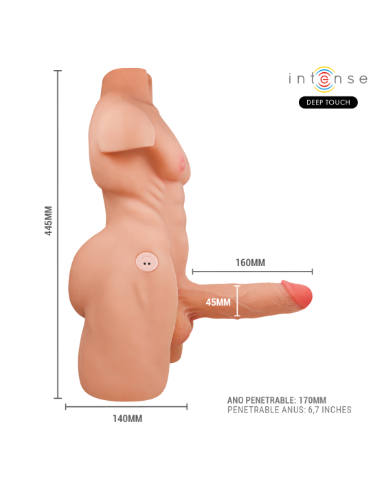 INTENSE DEEP TOUCH MARTY TORSO CON ANO Y DILDO REALISTICO CON EMPUJE Y VIBRACION CONTROL REMOTO 62 KG