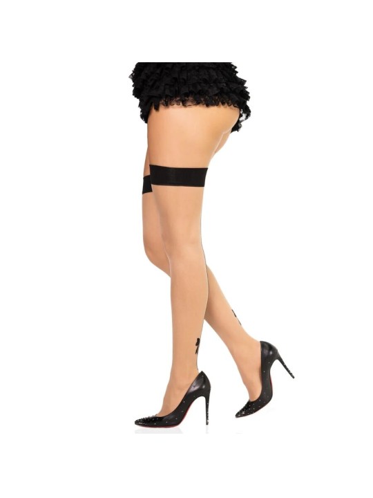 LEG AVENUE 1963 MEDIAS DE SPANDEX CON COSTURA TRASERA NEGRO TALLA UNICA