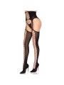 LEG AVENUE 1968 MEDIAS DE LIGUERO CON ENCAJE NEGRO TALLA UNICA