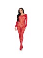 LEG AVENUE 89366 BODYSTOCKING DE LENCERIA DE ENCAJE ROJO TALLA UNICA