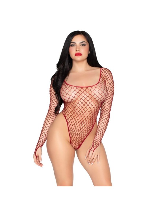 LEG AVENUE 89377 BODYSUIT DE RED INDUSTRIAL DE CORTE ALTO ROJO TALLA UNICA