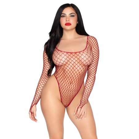 LEG AVENUE 89377 BODYSUIT DE RED INDUSTRIAL DE CORTE ALTO ROJO TALLA UNICA