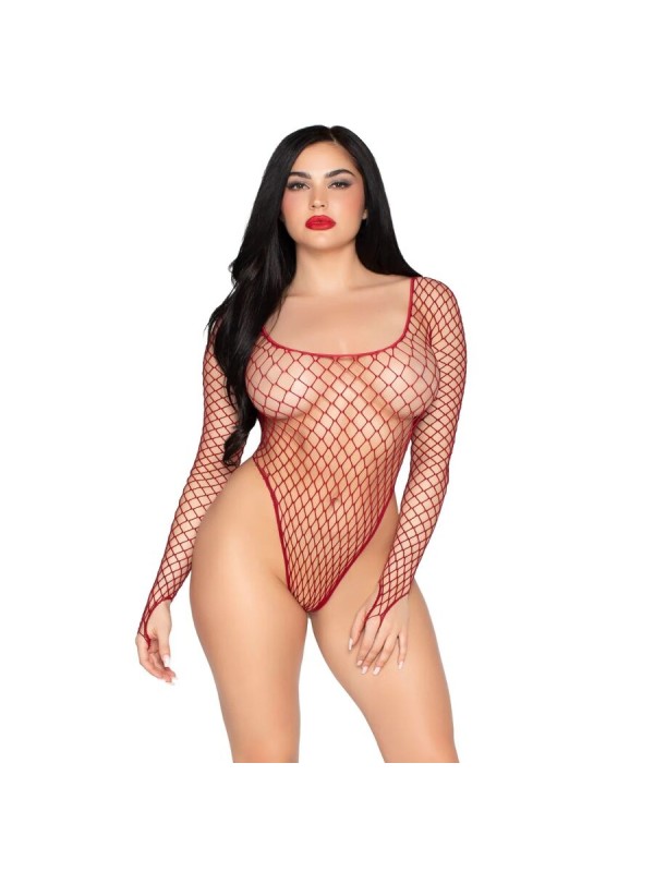 LEG AVENUE 89377 BODYSUIT DE RED INDUSTRIAL DE CORTE ALTO ROJO TALLA UNICA