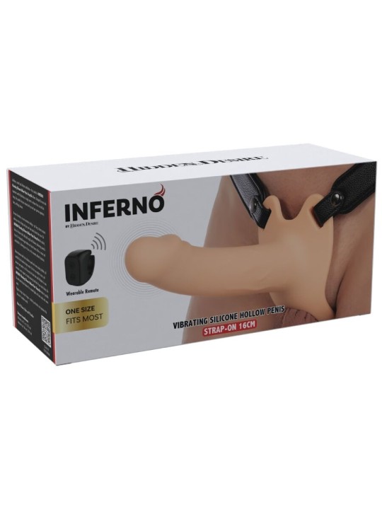 HIDDEN DESIRE INFERNO STRAP ON FUNDA PARA PENE CON VIBRACION 16 CM