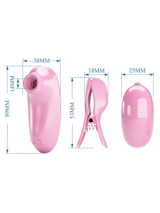 PRETTY LOVE IMONIE SET MULTIFUNCIONAL 3 EN 1 CON SUCCIONADOR PEZONES Y CLITORIS