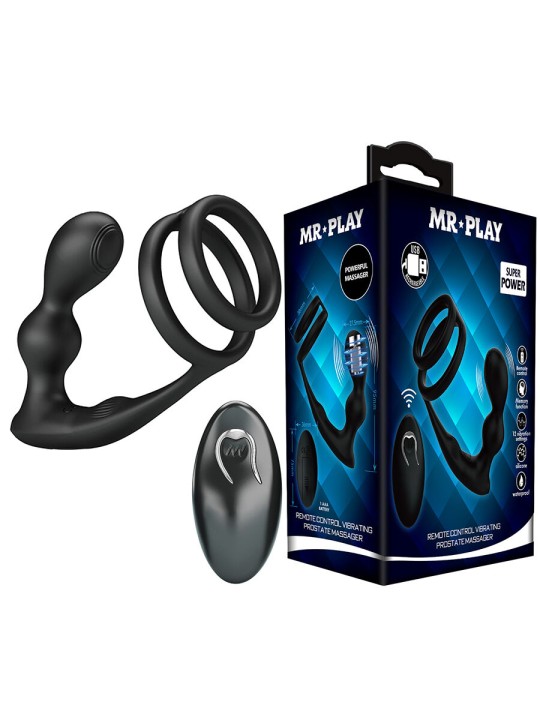 MR PLAY ANILLO PARA PENE CON PLUG ANAL CON VIBRACION CONTROL REMOTO