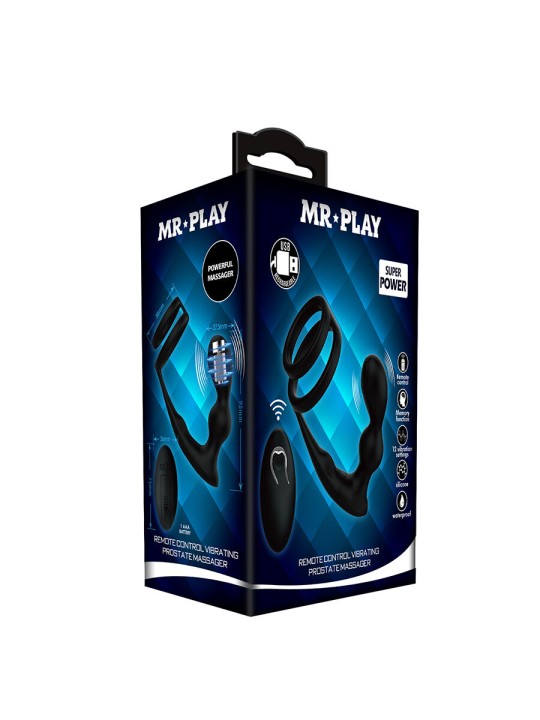 MR PLAY ANILLO PARA PENE CON PLUG ANAL CON VIBRACION CONTROL REMOTO