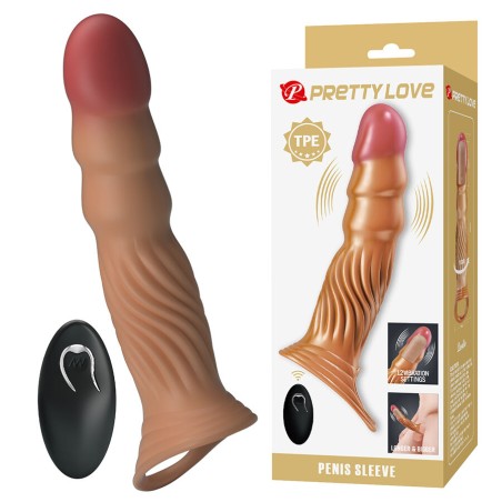 PRETTY LOVE FUNDA PARA PENE TEXTURIZADA CON VIBRACION Y CONTROL REMOTO