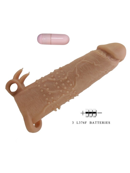 PRETTY LOVE QUILLON FUNDA PARA PENE CON ESTIMULADOR DE CLITORIS Y VIBRACION