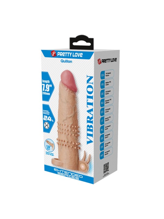PRETTY LOVE QUILLON FUNDA PARA PENE CON ESTIMULADOR DE CLITORIS Y VIBRACION