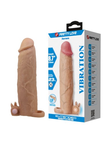PRETTY LOVE XERXES FUNDA PARA PENE CON ESTIMULADOR DE CLITORIS Y VIBRACION