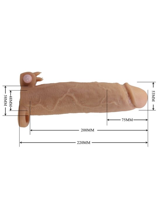 PRETTY LOVE XERXES FUNDA PARA PENE CON ESTIMULADOR DE CLITORIS Y VIBRACION