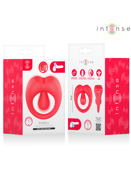 INTENSE RUSSELL ANILLO VIBRADOR CON ESTIMULACION DE CLITORIS ROJO