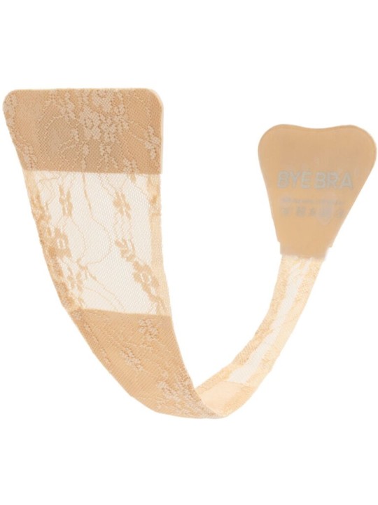 BYE BRA TANGA ADHESIVO ENCAJE BEIGE TALLA UNICA