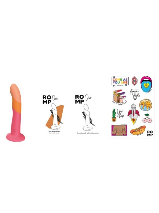 ROMP DIZI DILDO SILICONA CON VENTOSA TRICOLOR 18 CM