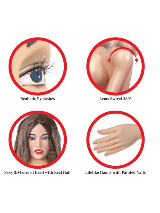 MUNECA HINCHABLE REALISTA TAMANO NATURAL CON CARA 3D Y BOMBA DE INFLADO