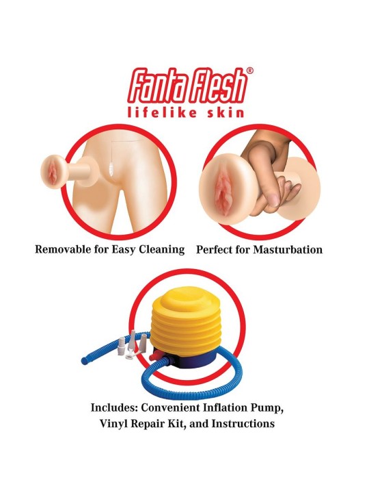 MUNECA HINCHABLE REALISTA TAMANO NATURAL CON CARA 3D Y BOMBA DE INFLADO