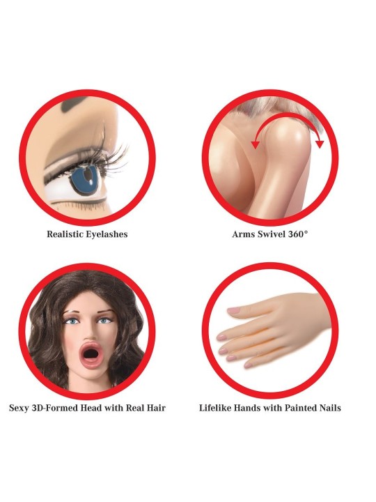 MUNECA HINCHABLE REALISTA TAMANO NATURAL CON VAGINA Y ANO BOMBA DE INFLADO