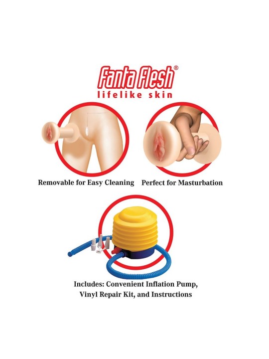 MUNECA HINCHABLE REALISTA TAMANO NATURAL CON VAGINA Y ANO BOMBA DE INFLADO
