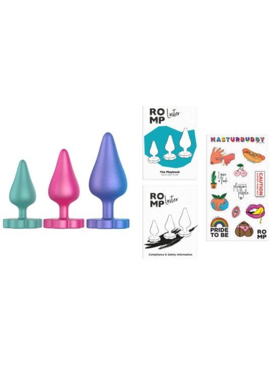 ROMP LUSTER KIT DE ENTRENAMIENTO ANAL S M L CON BASE EN FORMA DE FLOR