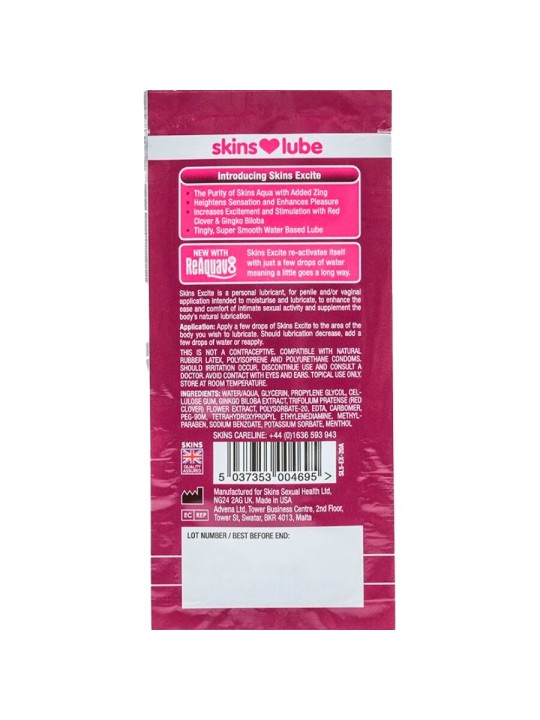SKINS EXCITE LUBRICANTE BASE DE AGUA MONODOSIS 5 ML