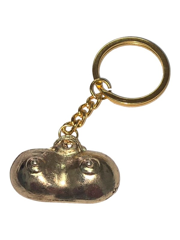 DIABLO PICANTE LLAVERO METAL TETAS DORADO