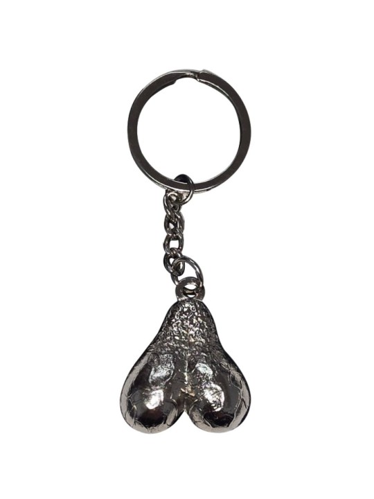 DIABLO PICANTE LLAVERO METAL HUEVOS PLATA