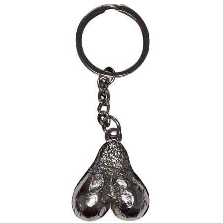 DIABLO PICANTE LLAVERO METAL HUEVOS PLATA