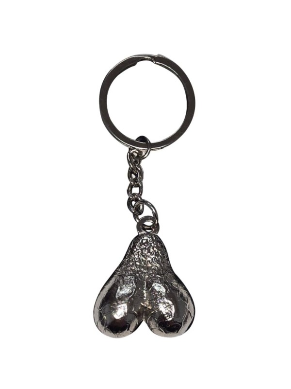 DIABLO PICANTE LLAVERO METAL HUEVOS PLATA