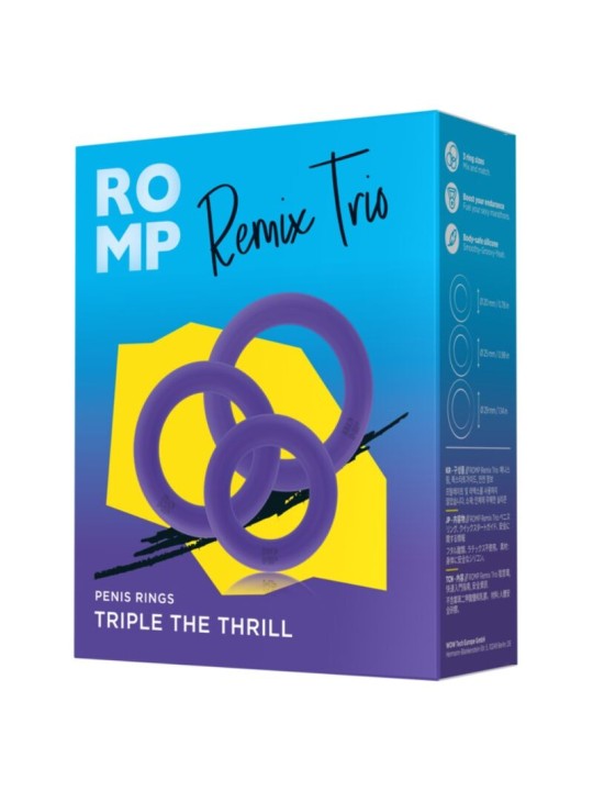 ROMP REMIX TRIO SET DE 3 ANILLOS PARA PENE SILICONA MORADO