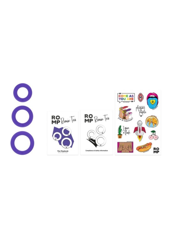 ROMP REMIX TRIO SET DE 3 ANILLOS PARA PENE SILICONA MORADO